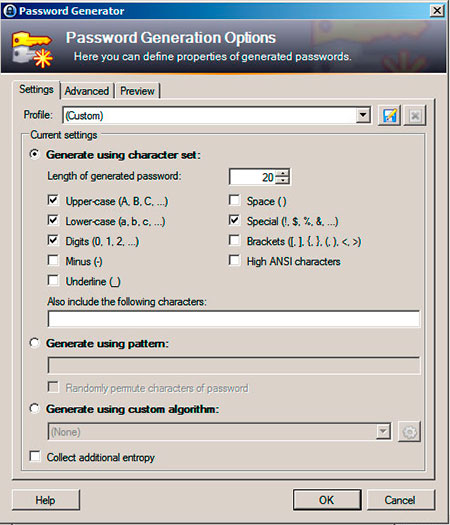 Password Generation Options